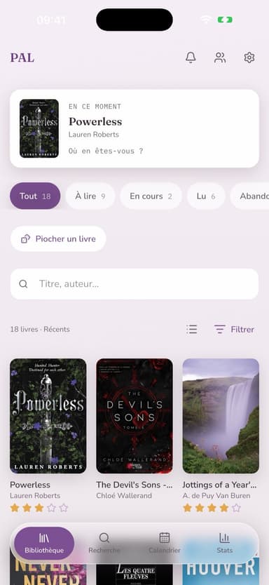 La bibliothèque de PAL, selon l'ambiance